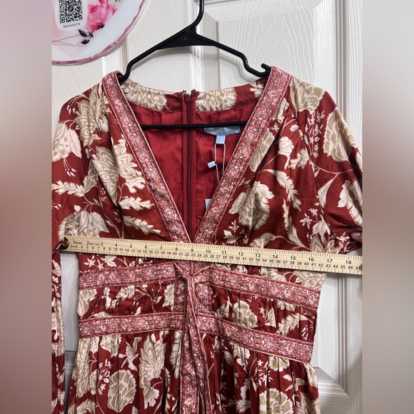 ANTONIO MELANI Red and Cream Floral Long Sleeve Dress - Picture 10 of 11